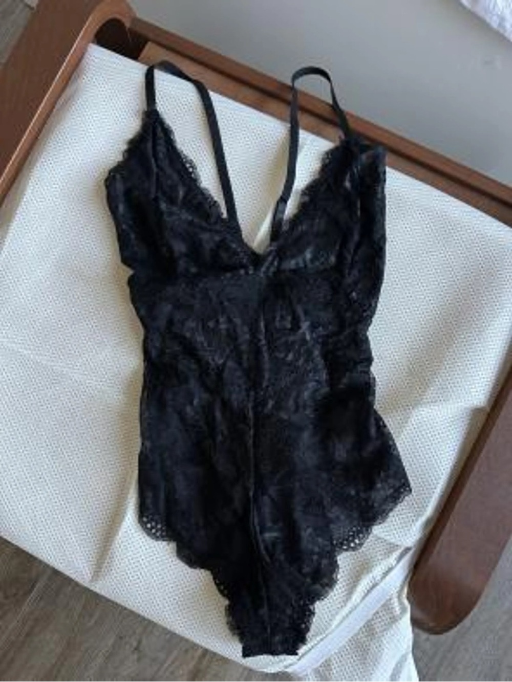 Black Lace V-Neck Women's Lace Bodysuit